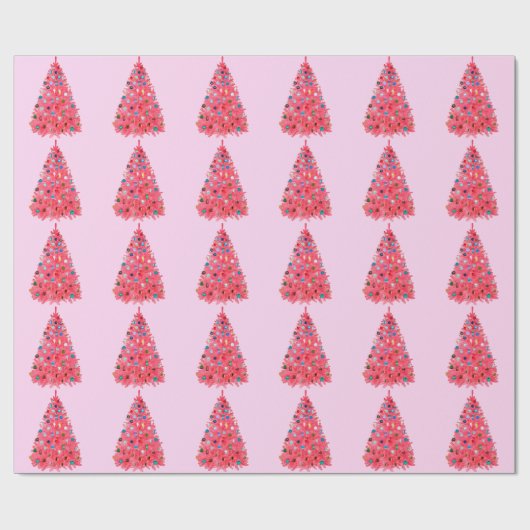 ピンクのクリスマスツリーピンクの包装紙 ラッピングペーパー (フラット)