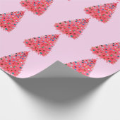 ピンクのクリスマスツリーピンクの包装紙 ラッピングペーパー (角)