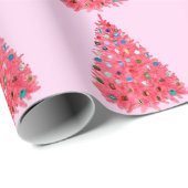 ピンクのクリスマスツリーピンクの包装紙 ラッピングペーパー (ロールコーナー)