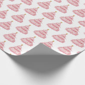 ピンクのクリスマスツリーホリデークリスマス ラッピングペーパー (角)