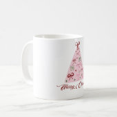 ピンクのクリスマスツリーマグ コーヒーマグカップ (正面左)