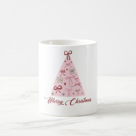 ピンクのクリスマスツリーマグ コーヒーマグカップ