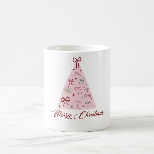 ピンクのクリスマスツリーマグ コーヒーマグカップ (中央)