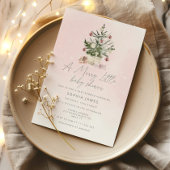 ピンクのクリスマスツリーメリー小さな赤ちゃんシャワー 招待状