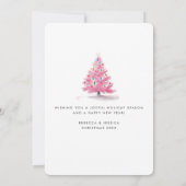 ピンクのクリスマスツリーモダンのカスタム写真 シーズンカード (裏面)