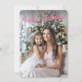 ピンクのクリスマスツリーモダンのカスタム写真 シーズンカード (正面)