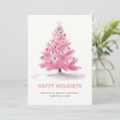 ピンクのクリスマスツリーモダンのカスタム写真 シーズンカード (スタンド正面)