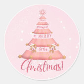 ピンクのクリスマスツリーラウンドステッカー ラウンドシール (正面)