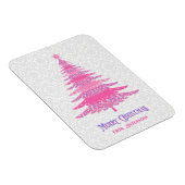 ピンクのクリスマスツリー名カスタムのスパークル マグネット (右側)