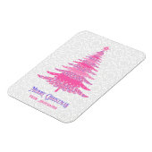 ピンクのクリスマスツリー名カスタムのスパークル マグネット (左側)