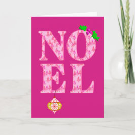 ピンクのクリスマスツリー柄の NOEL シーズンカード
