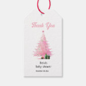 ピンクのクリスマスツリー赤ちゃんシャワーありがとう ギフトタグ (正面)