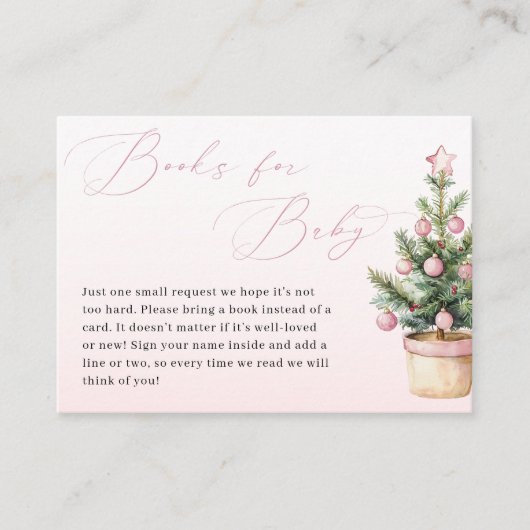 ピンクのクリスマスツリー ウィンターガール 赤ちゃんの本 エンクロージャーカード (正面)