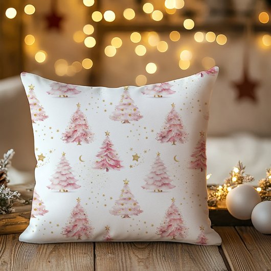 ピンクのクリスマスツリー クッション