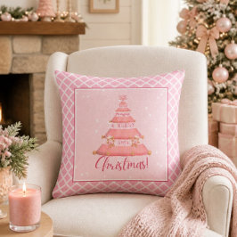 ピンクのクリスマスツリー クッション