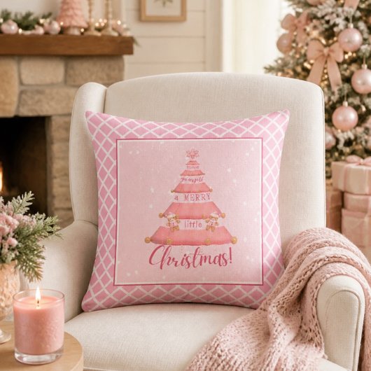 ピンクのクリスマスツリー クッション