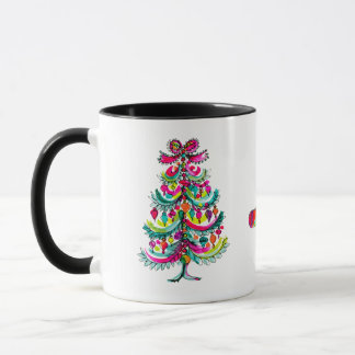 ピンクのクリスマスツリー ゲイ プライド レインボー エスセティック マグカップ
