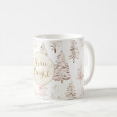 ピンクのクリスマスツリー ゴールドの輝きが鮮やか コーヒーマグカップ (正面右)