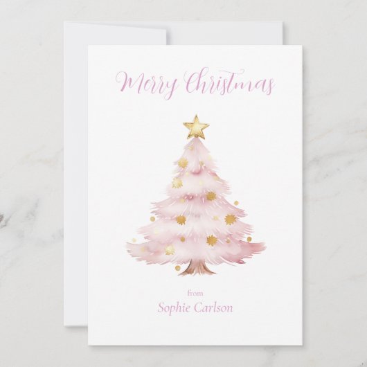 ピンクのクリスマスツリー シーズンカード (正面)