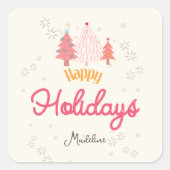 ピンクのクリスマスツリー スクエアシール (正面)