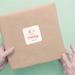 ピンクのクリスマスツリー スクエアシール