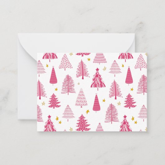 ピンクのクリスマスツリー ノートカード (正面)
