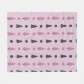 ピンクのクリスマスツリー フリースブランケット (正面(横))