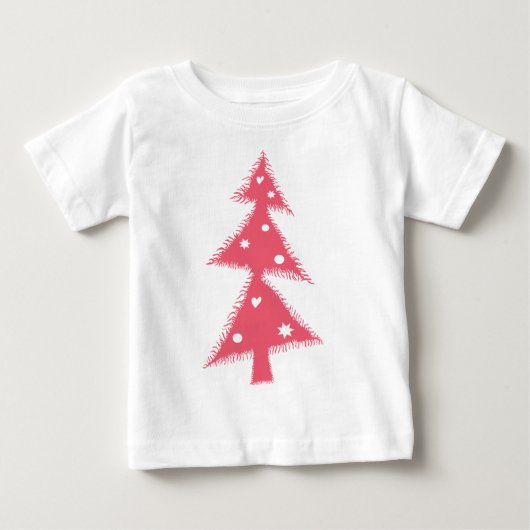 ピンクのクリスマスツリー ベビーTシャツ (正面)