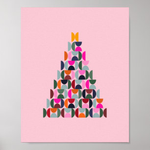 ピンクのクリスマスツリー ポスター