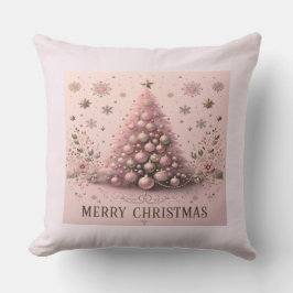 ピンクのクリスマスツリー メリークリスマス クッション