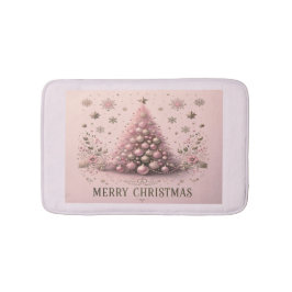 ピンクのクリスマスツリー メリークリスマス バスマット