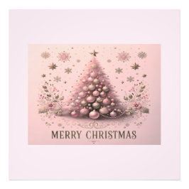 ピンクのクリスマスツリー メリークリスマス フォトプリント