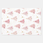 ピンクのクリスマスツリー ラッピングペーパーシート (正面2)