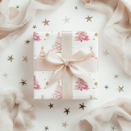 ピンクのクリスマスツリー ラッピングペーパーシート