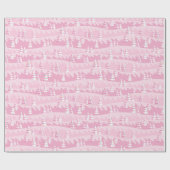 ピンクのクリスマスツリー ラッピングペーパー (フラット)