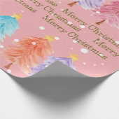 ピンクのクリスマスツリー ラッピングペーパー (角)