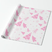 ピンクのクリスマスツリー ラッピングペーパー (アンロールド)