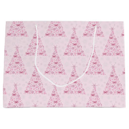 ピンクのクリスマスツリー ラージペーパーバッグ
