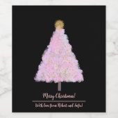 ピンクのクリスマスツリー ワインラベル (シングルラベル)
