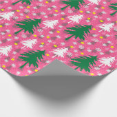 ピンクのクリスマステーマ ラッピングペーパー (角)