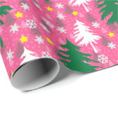 ピンクのクリスマステーマ ラッピングペーパー (ロールコーナー)