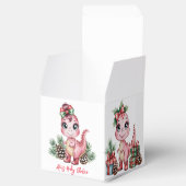 ピンクのクリスマスディノガールベビーシャワー フェイバーボックス (オープン)