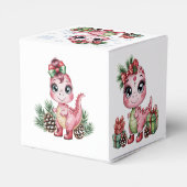 ピンクのクリスマスディノガールベビーシャワー フェイバーボックス (裏面サイド)