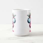 ピンクのクリスマストナカイパーソナライズされたの名前マグカップ コーヒーマグカップ (中央)