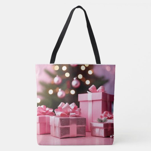 ピンクのクリスマストートバッグに入れてほしい トートバッグ (正面)
