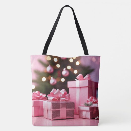ピンクのクリスマストートバッグに入れてほしい トートバッグ (裏面)