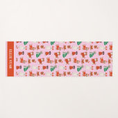 ピンクのクリスマスドッグズパーソナライズされたガール ヨガマット (正面(横))