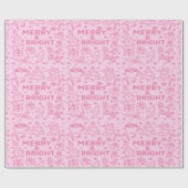 ピンクのクリスマスドードル | メリー魔法 ラッピングペーパー (フラット)