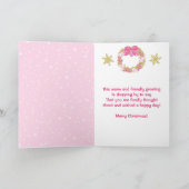 ピンクのクリスマスナツクラッカーとジンジャーブレッドハウス シーズンカード (内部)