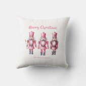 ピンクのクリスマスナツクラッカーズパーソナライズされたデコール クッション (裏面)